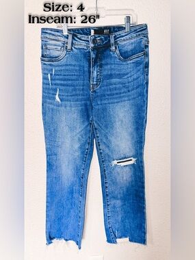 Kut from the Kloth Cropped Distressed Blue Denim Jeans
